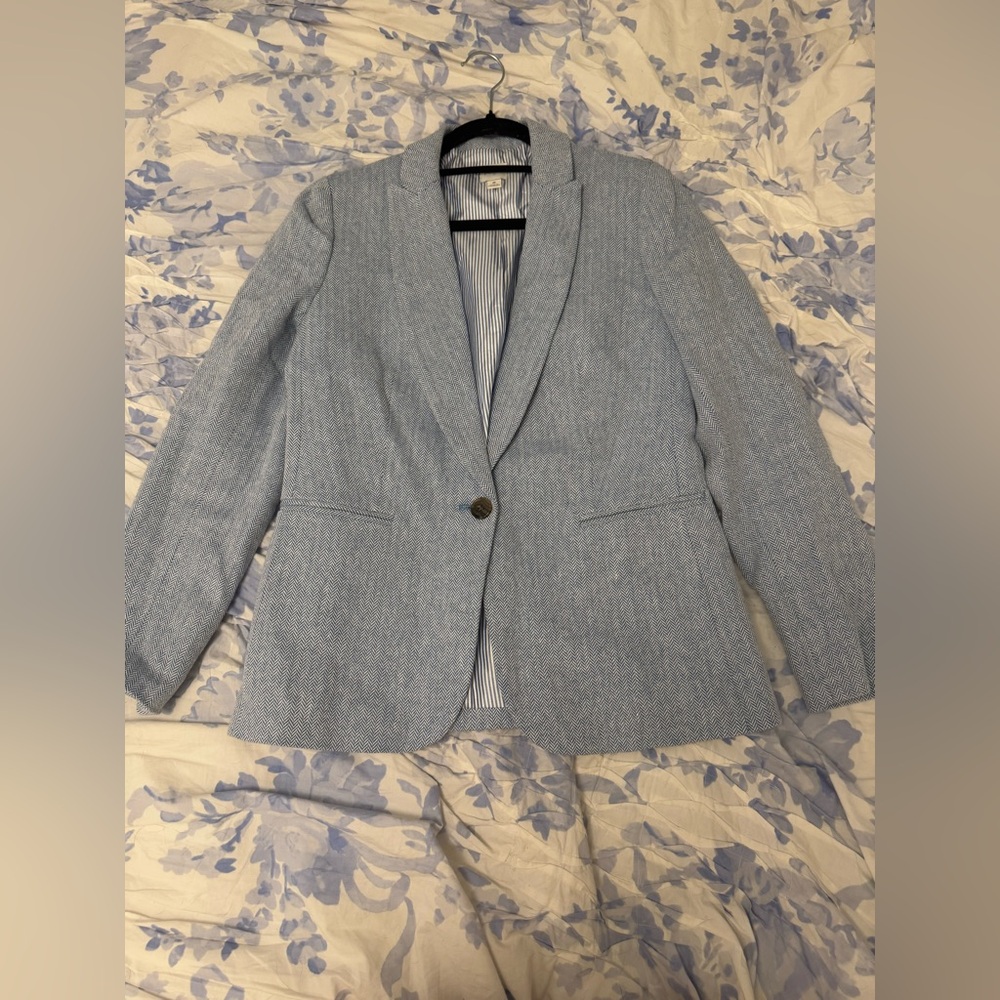 J. Crew Striped Blue and White Blazer Size 6